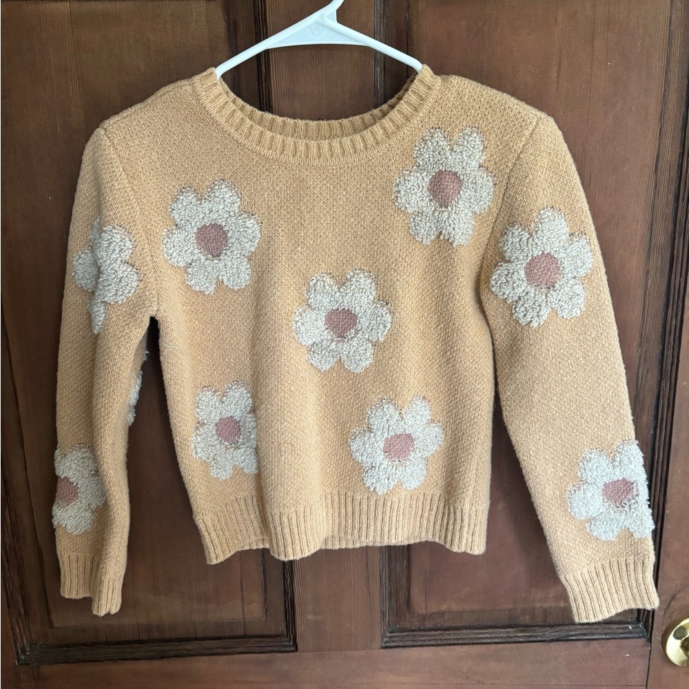 Girl’s Cozy Floral Knit Sweater